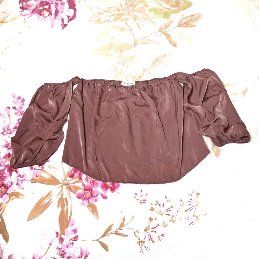 Lavender field off the shoulder mauve top